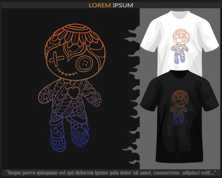 Gradient Colorful voodoo dolls mandala arts isolated on black and white t shirt.のイラスト素材