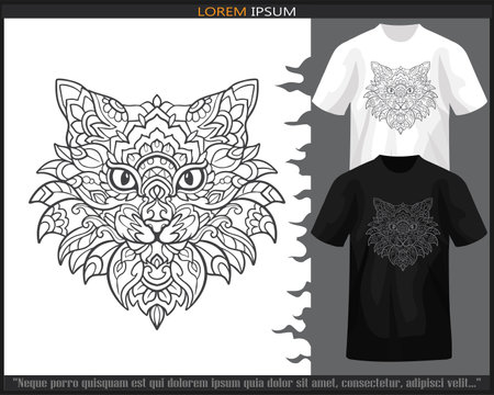 cat head Mandala arts. isolated on white background.のイラスト素材