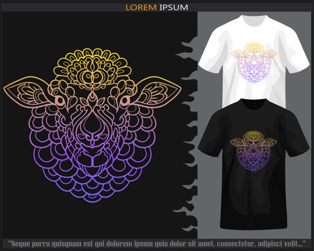 Gradient Colorful of sheep head mandala arts isolated on black and white t shirt.のイラスト素材
