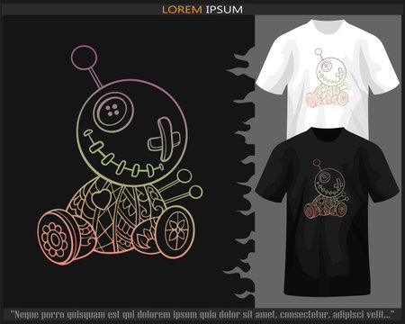 Gradient Colorful of voodoo dolls mandala arts isolated on black and white t shirt.のイラスト素材