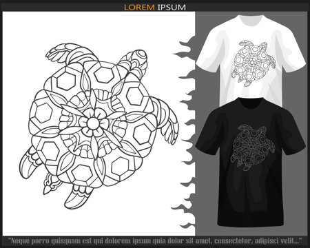 Sea turtle mandala arts isolated on black and white t shirt.のイラスト素材