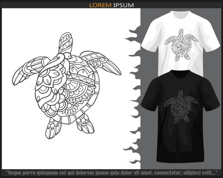 Sea turtle mandala arts isolated on black and white t shirt.のイラスト素材