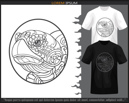 Sea turtle mandala arts isolated on black and white t shirt.のイラスト素材