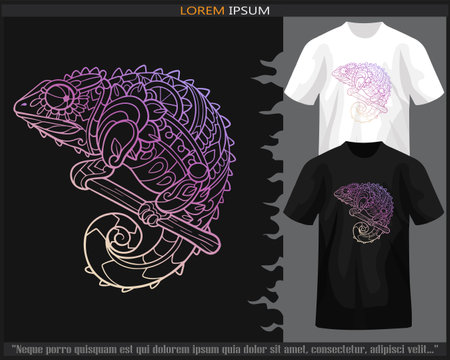 Gradient Colorful Chameleon mandala arts isolated on black and white t shirt.のイラスト素材