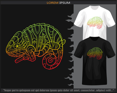 Gradient Colorful Chameleon mandala arts isolated on black and white t shirt.のイラスト素材