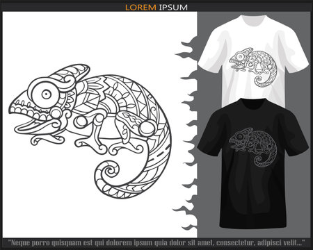 Chameleon mandala arts isolated on black and white t shirt.のイラスト素材