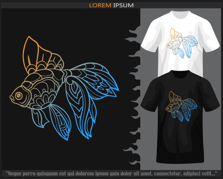 Gradient Colorful Goldfish mandala arts isolated on black and white t shirt.のイラスト素材