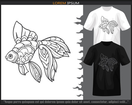 Goldfish mandala arts isolated on black and white t shirt.のイラスト素材