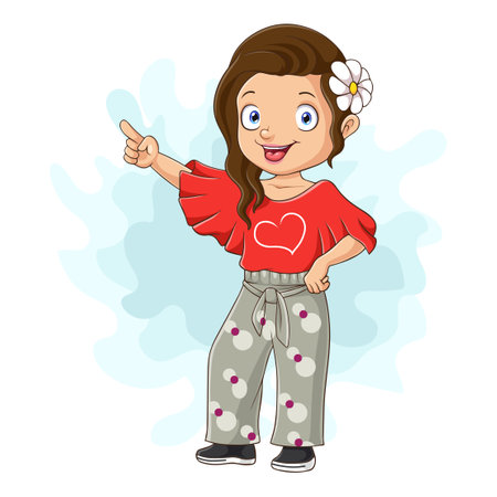Cartoon little girl with big ideaのイラスト素材