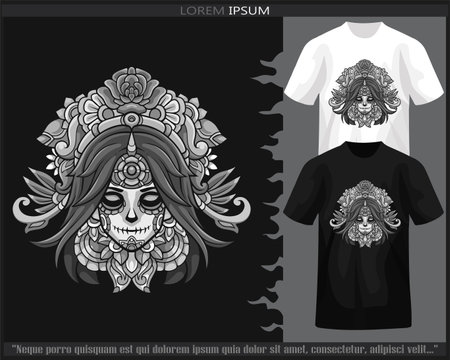 Cinco de mayo monochrome mandala arts isolated on black and white t shirt.のイラスト素材