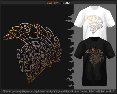 Gradient Colorful Spartan head mandala arts isolated on black and white t shirt.のイラスト素材