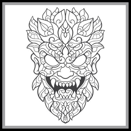 Colorful Yeti head mandala arts isolated on black background.のイラスト素材