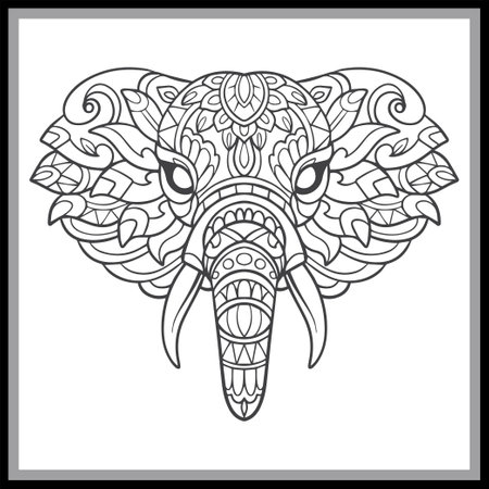 Colorful Elephant head mandala arts isolated on black background.のイラスト素材