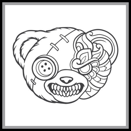 Voodoo bear mandala arts isolated on black backgroundのイラスト素材