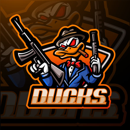 Duck gunner mascot esport   designのイラスト素材