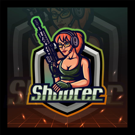 Girl gunners mascot esport  designのイラスト素材