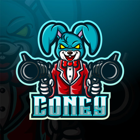 Rabbit gunners mascot esport  designのイラスト素材