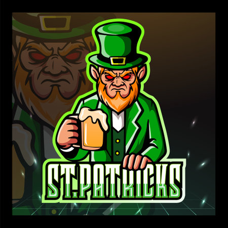 St. Patricks day leprechaun mascot esport design.のイラスト素材