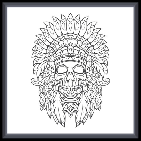 Skull tribal chief mandala arts. isolated on white backgroundのイラスト素材