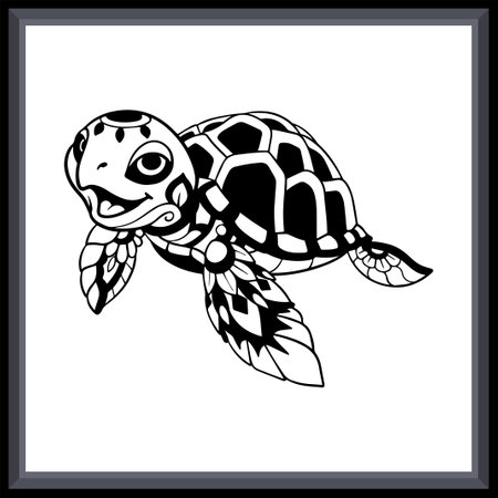 Cute sea turtle tribal tattoo mandala arts.のイラスト素材