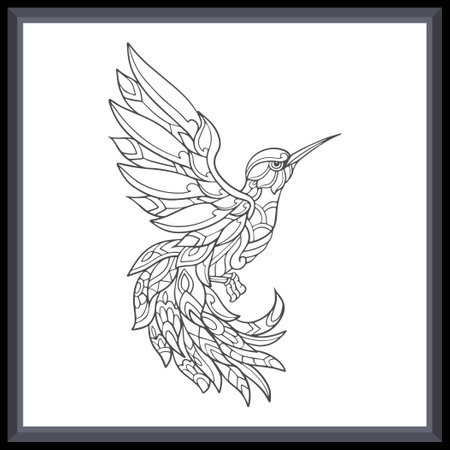 Humming bird mandala arts isolated on white background.のイラスト素材
