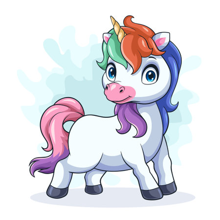 Cartoon rainbow unicorn horse isolated on white backgroundのイラスト素材