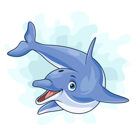 Cartoon Dolphin on white backgroundのイラスト素材
