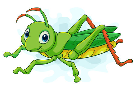 Cartoon grasshopper isolated on white backgroundのイラスト素材