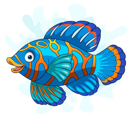 Cartoon mandarin fish isolated on white backgroundのイラスト素材