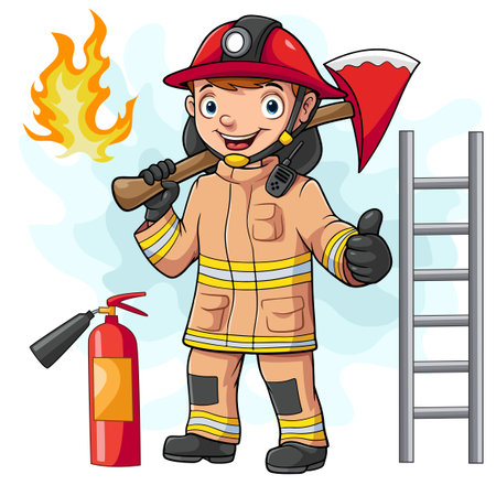 Cartoon collection of fire equipmentのイラスト素材