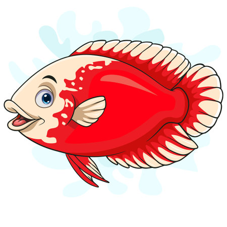 Cartoon Red paris fish on white backgroundのイラスト素材
