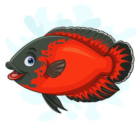 Cartoon Red Oscar paris fish on white backgroundのイラスト素材