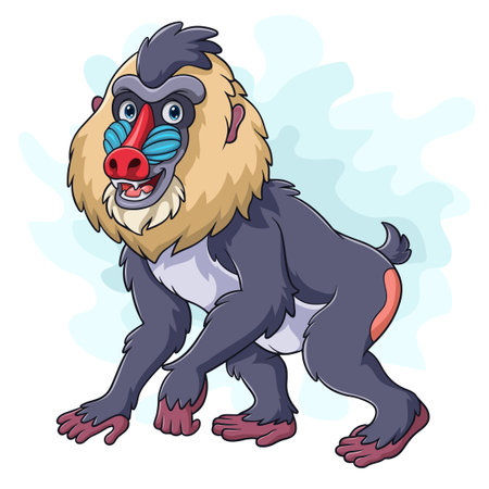 Cartoon Mandrill monkey on white backgroundのイラスト素材