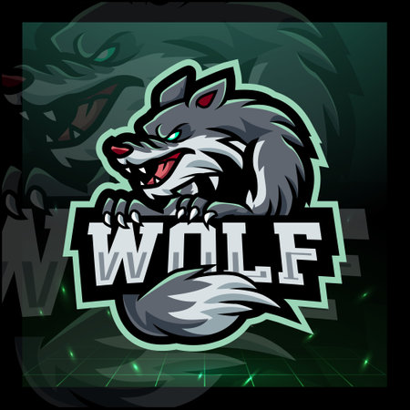 wolf mascot. esport logo badgeのイラスト素材