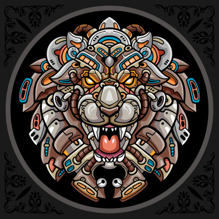 Lion head robot mascot. esport logo designのイラスト素材