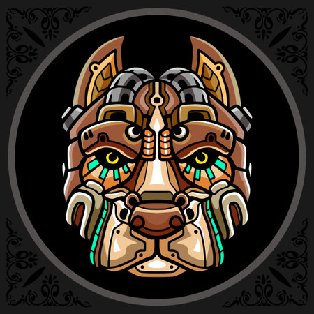 Pitbull head robot mascot. esport logo designのイラスト素材