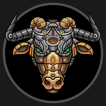 Bull head robot mascot. esport logo designのイラスト素材