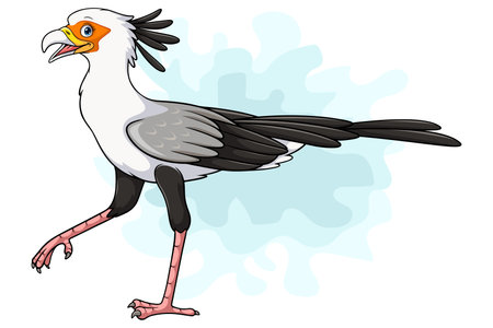 Cartoon Secretary bird on white backgroundのイラスト素材