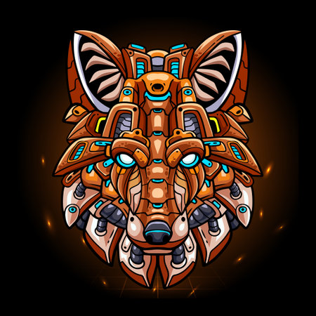 Fox head mecha mascot. esport logo designのイラスト素材