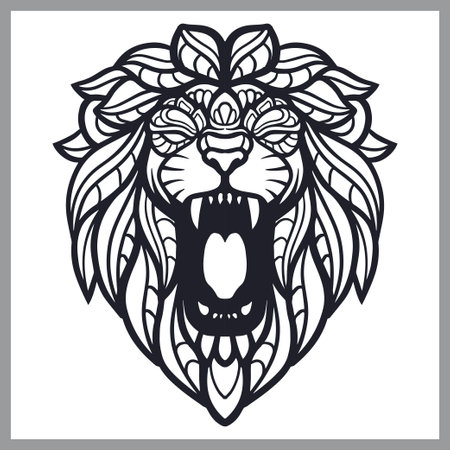 Lion head mandala arts, isolated on white backgroundのイラスト素材