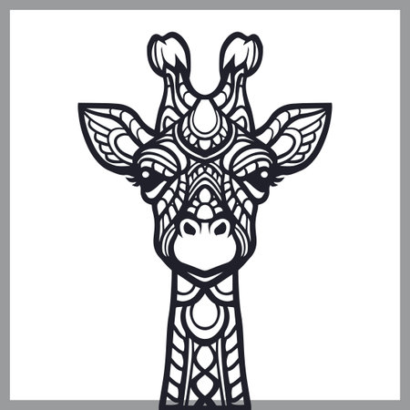 giraffe head mandala arts, isolated on white backgroundのイラスト素材