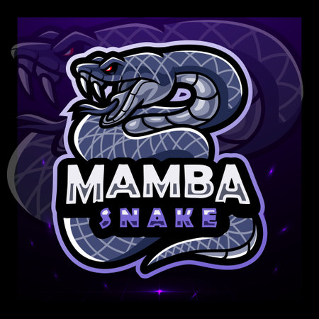 The black mamba snake mascot. esport logo designのイラスト素材