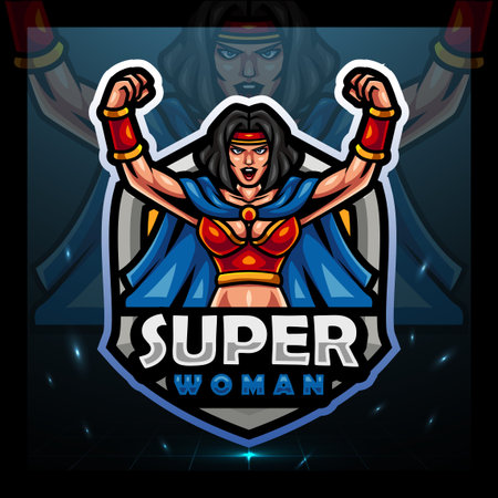 Super woman mascot. esport logo designのイラスト素材