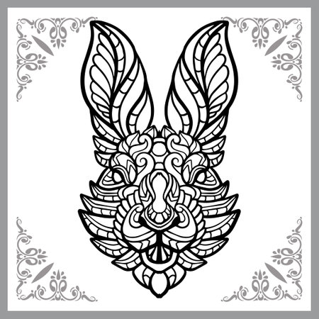 Rabbit head mandala arts, isolated on white backgroundのイラスト素材