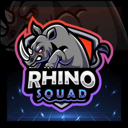 rhino mascot. esport logo design for electronic sport gaming logo. Vector illustrationのイラスト素材