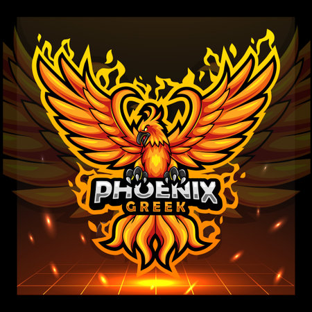 Phoenix bird mascot. esport logo designのイラスト素材