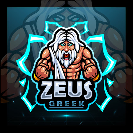 Zeus mascot. esport logo design for electronic sport gaming logo. Vector illustrationのイラスト素材