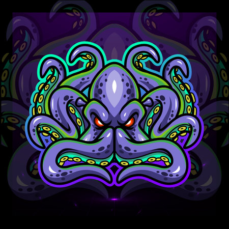 Octopus kraken mascot. esport logo design for electronic sport gaming logo. Vector illustrationのイラスト素材
