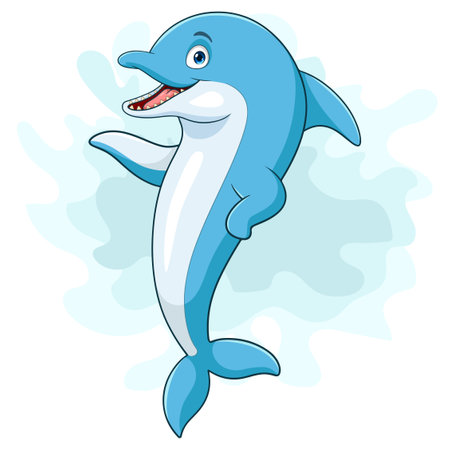 Cartoon dolphin on white backgroundのイラスト素材