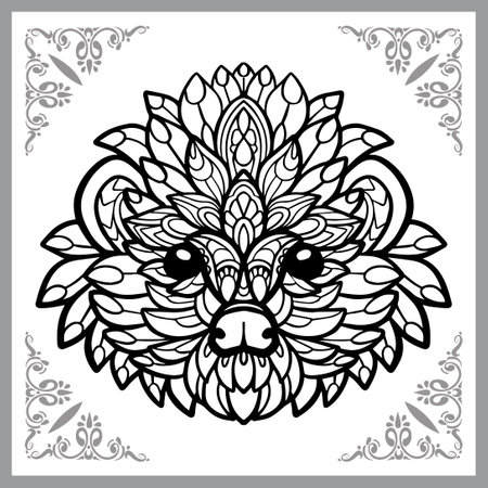 hedgehog head arts, isolated on white background. Vector illustrationのイラスト素材